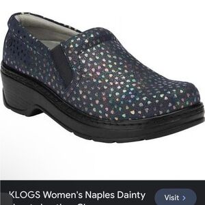 Klogs Naples Slip On Shoes, Clogs, Navy Hearts, iridescent, size 8, leather